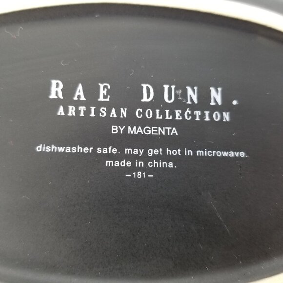 Rae Dunn Magenta Happy Halloween Dancing Skeletons Oval Plate Dish Black Small - Picture 3 of 9